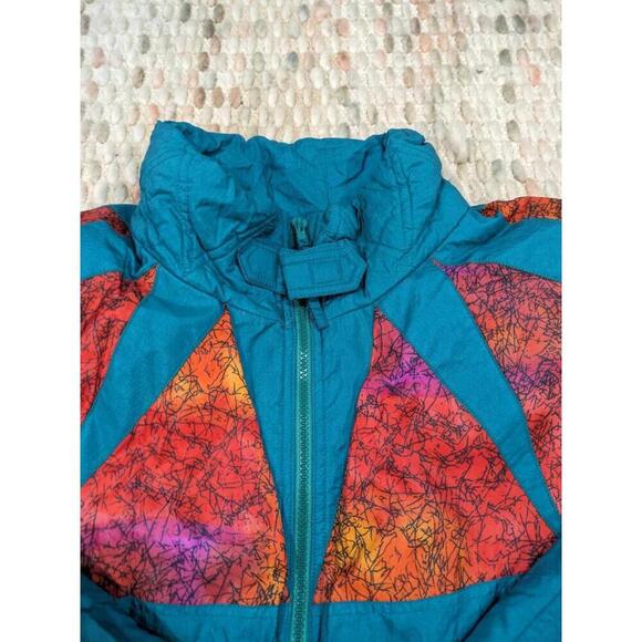 Vintage Donny Brook Ski Jacket Mens Large Teal & Orange Retro SHOULDER PADS 80s - Picture 3 of 9